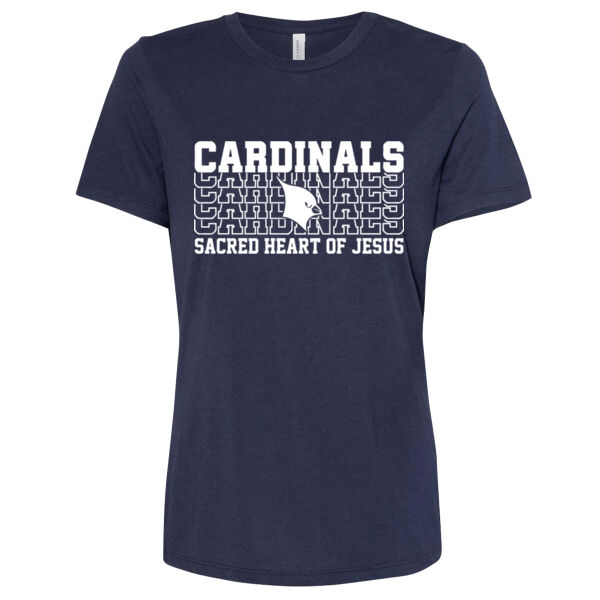 Sacred Heart Cardinals Repeat White Design - Women’s Relaxed Fit Triblend Tee Thumbnail