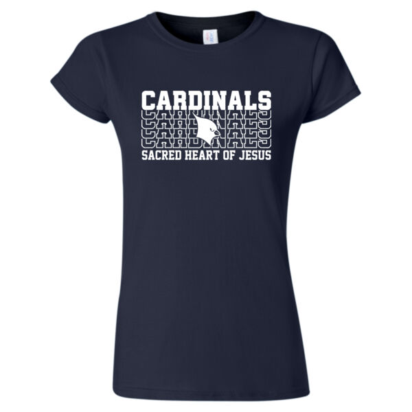 Sacred Heart Cardinals Repeat White Design - Softstyle® Women’s T-Shirt Thumbnail