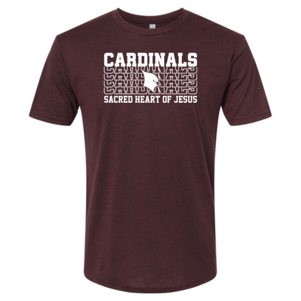 Sacred Heart Cardinals Repeat White Design - Triblend T-Shirt Thumbnail