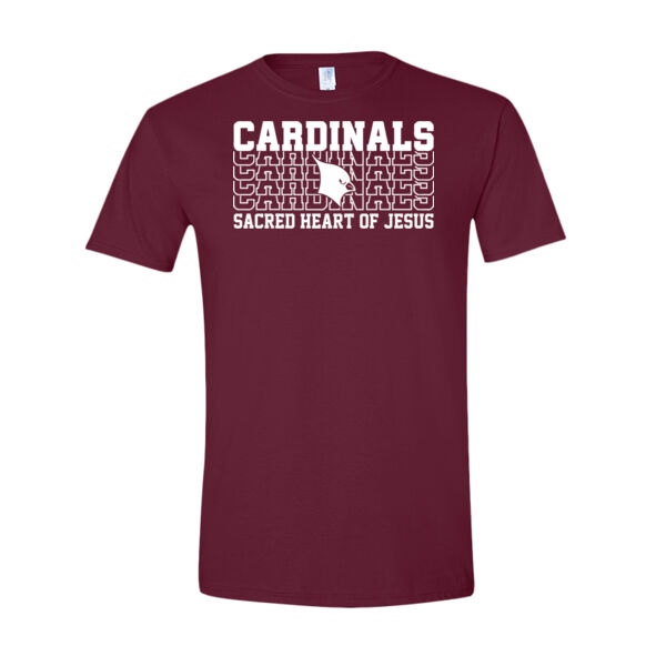 Sacred Heart Cardinals Repeat White Design - Softstyle® T-Shirt Thumbnail